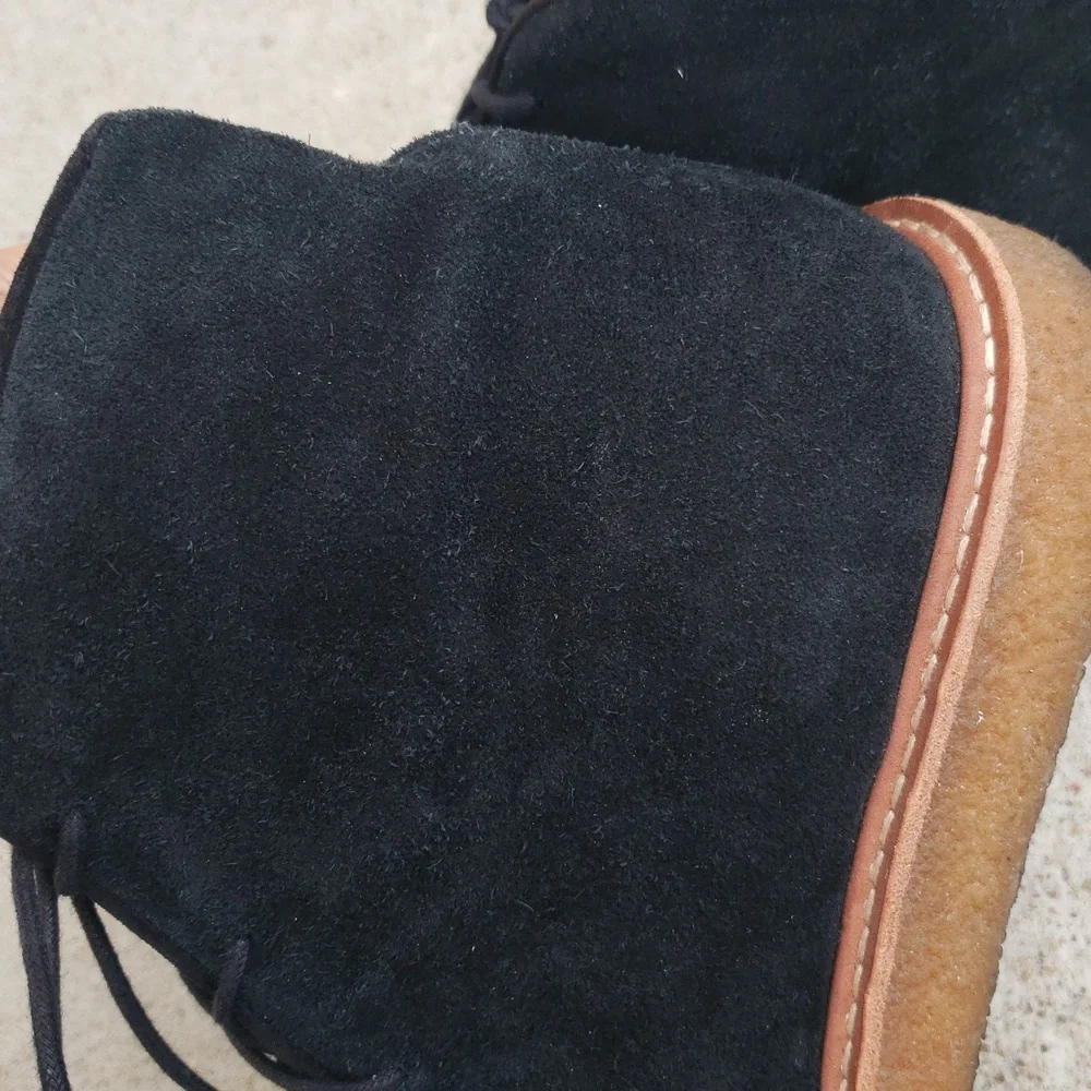 J Crew Suede Leather Lace Up Desert Chukka Ankle Boots Size 10 Black Neutral